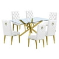 thumbnail image 1 of 63"x 39" Rectangular Clear Glass 7pc Dining Set with Gold Stainless Steel, 1 of 5