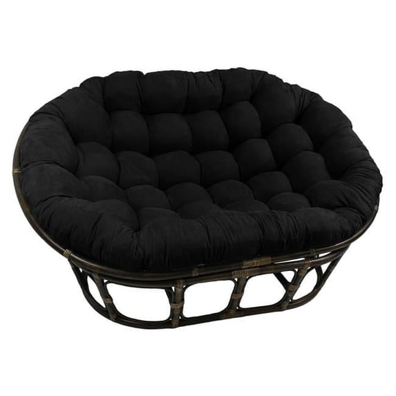 63 x 45 in. Rattan Double Papasan Chair with Microsuede Cushion, Black