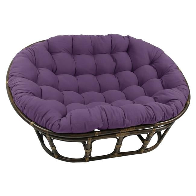 63 x 45 Rattan Double Papasan Chair with Twill Cushion, Grape
