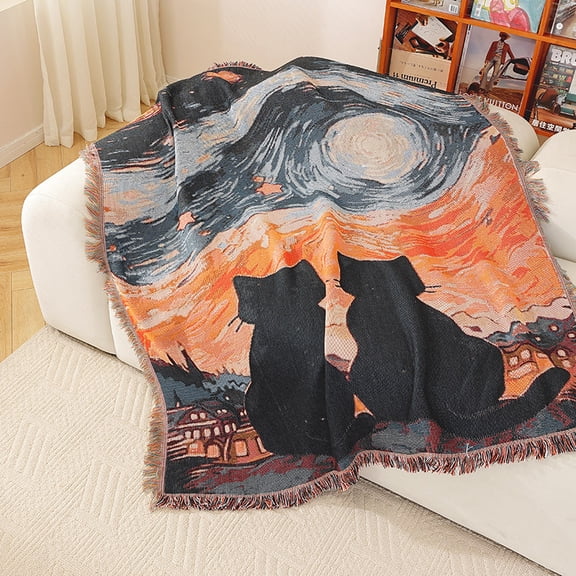 63 x 51 Inch Woven Tapestry Throw Blanket with Colorful Tassel Soft Gifts Warm Caring Dragonfly Blanket for Women Home Chair Couch Sofa Decor (Xmas Tree Style)