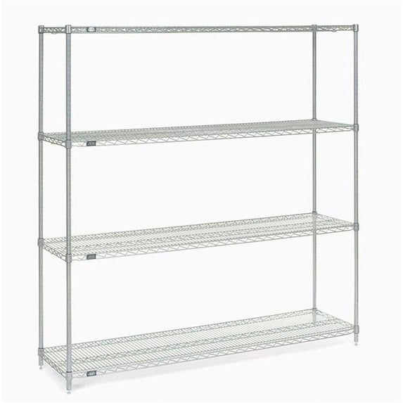 63 x 60 x 24 in. Nexel Stainless Steel Starter Unit 5 Tier Wire Shelving
