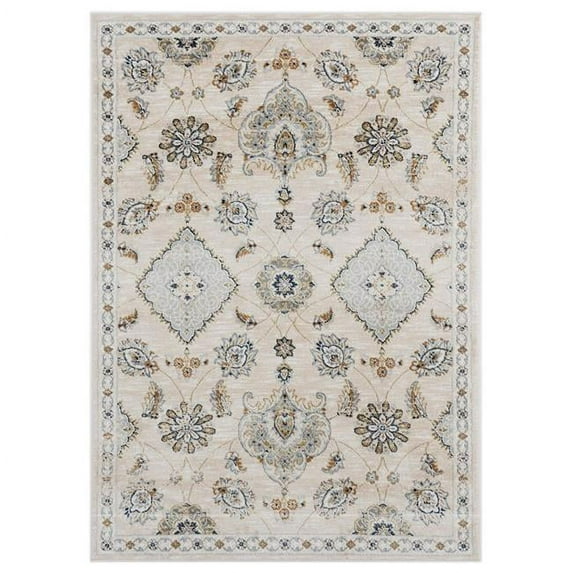 63" x 86" x 0.79" Beige Microfiber/Polyester Area Rug