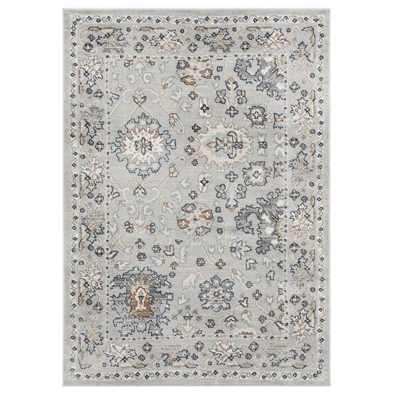 63" x 86" x 0.79" Blue/Grey Microfiber/Polyester Area Rug