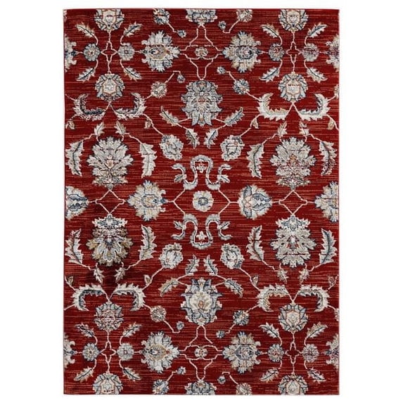 63" x 86" x 0.79" Crimson Microfiber/Polyester Area Rug