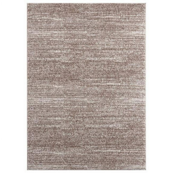 23" x 36" Beige Microfiber Polyester Accent Rug