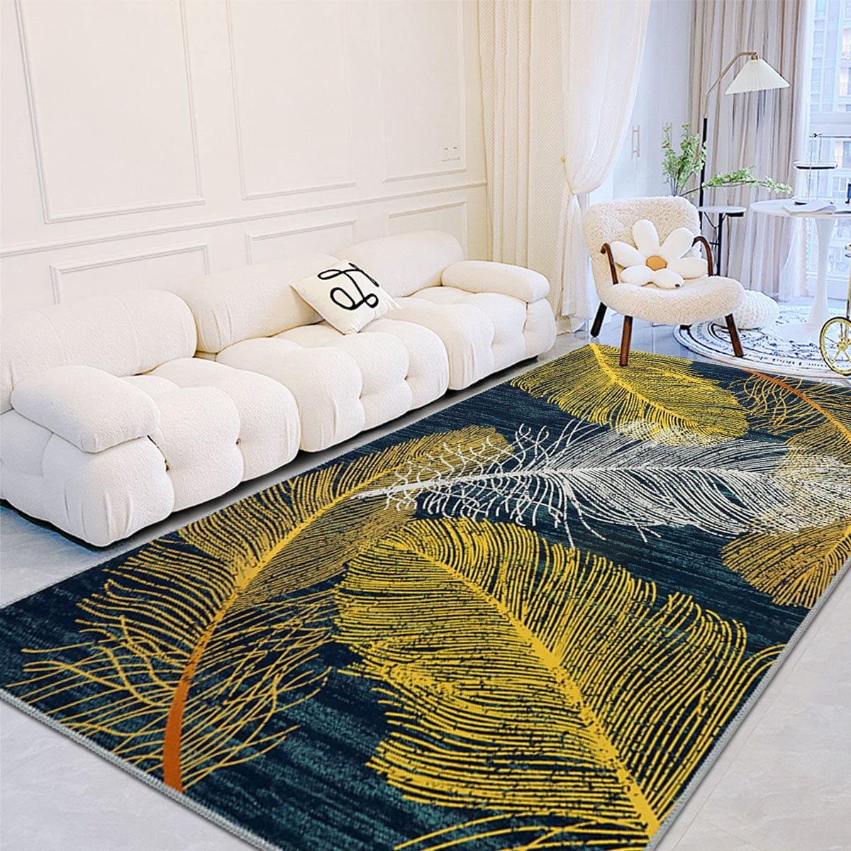 63 x 90 inch Modern Large Area Rug for Indoor Livingroom, Washable ...