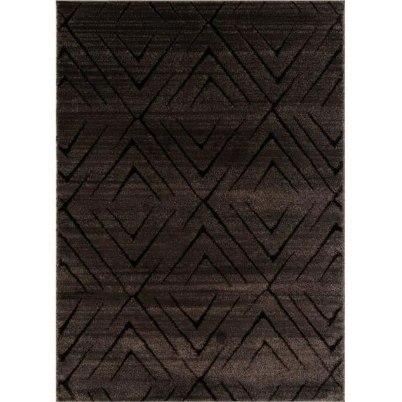 63" x 90" x 0.79" Brown Polyester/Olefin Area Rug