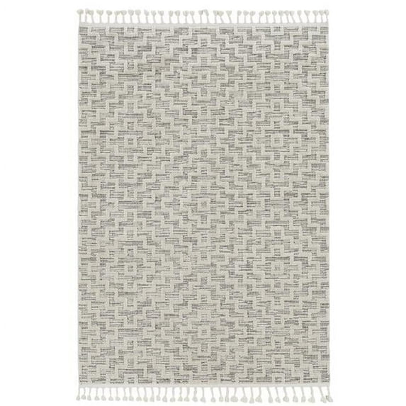 63 x 91 in. Polyester Rug, Ivory Grey