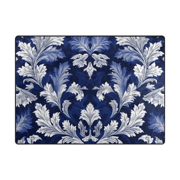63'x48'&80'x58' Living Room Bedroom Super Soft Floor Mat Carpet With Non-Slip Bottom Acanthus Leaves