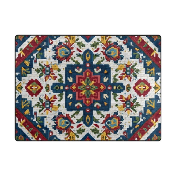 63'x48'&80'x58' Living Room Bedroom Super Soft Floor Mat Carpet With Non-Slip Bottom An Intricate Persian Rug Pattern