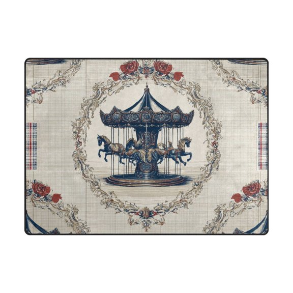63'x48'&80'x58' Living Room Bedroom Super Soft Floor Mat Carpet With Non-Slip Bottom Carousel