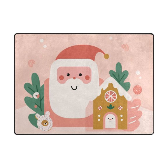 63'x48'&80'x58' Living Room Bedroom Super Soft Floor Mat Carpet With Non-Slip Bottom Christmas Theme