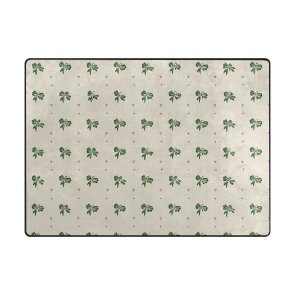 63'x48'&80'x58' Living Room Bedroom Super Soft Floor Mat Carpet With Non-Slip Bottom Green Bows
