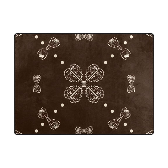 63'x48'&80'x58' Living Room Bedroom Super Soft Floor Mat Carpet With Non-Slip Bottom Lace Pattern with Bows