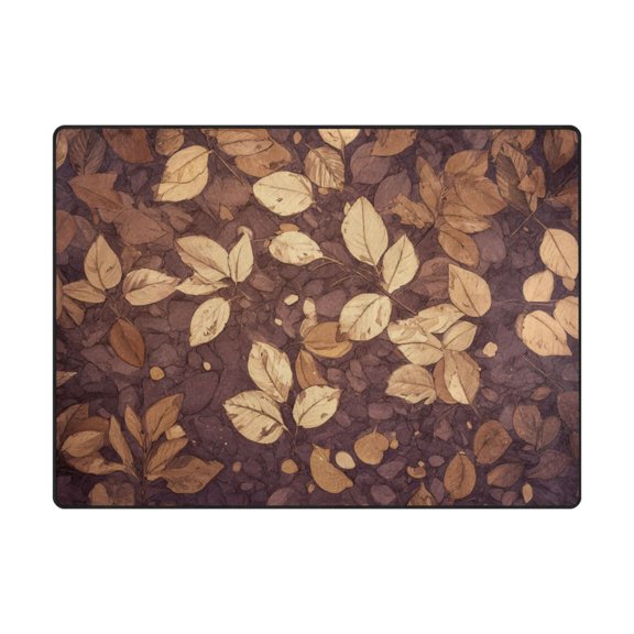 63'x48'&80'x58' Living Room Bedroom Super Soft Floor Mat Carpet With Non-Slip Bottom Leaves on The Ground