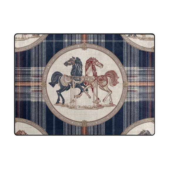 63'x48'&80'x58' Living Room Bedroom Super Soft Floor Mat Carpet With Non-Slip Bottom Plaid Carousel