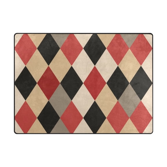 63'x48'&80'x58' Living Room Bedroom Super Soft Floor Mat Carpet With Non-Slip Bottom Red Beige