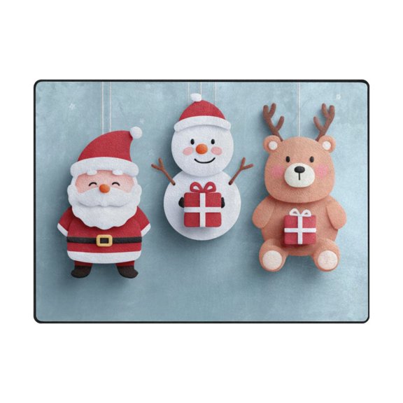 63'x48'&80'x58' Living Room Bedroom Super Soft Floor Mat Carpet With Non-Slip Bottom Santa Claus Reindeer