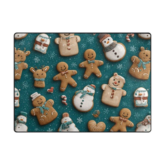 63'x48'&80'x58' Living Room Bedroom Super Soft Floor Mat Carpet With Non-Slip Bottom Snowmen Reindeer