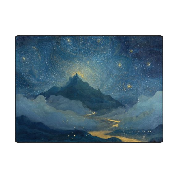 63'x48'&80'x58' Living Room Bedroom Super Soft Floor Mat Carpet With Non-Slip Bottom Starry Night Stars