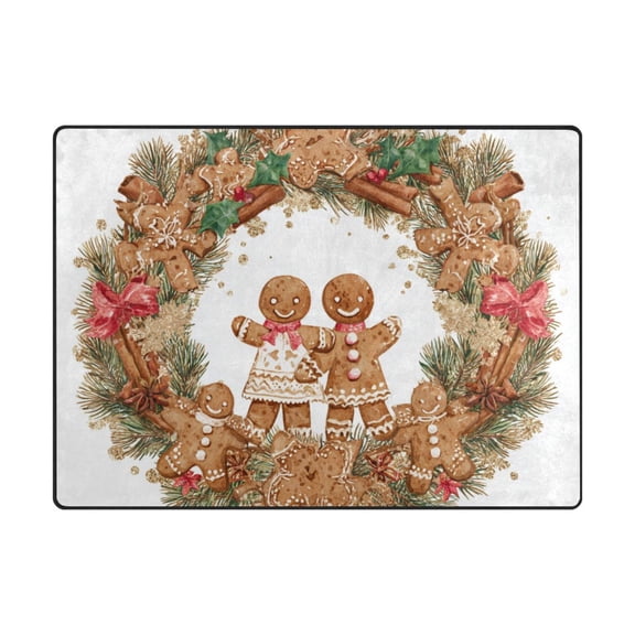 63'x48'&80'x58' Living Room Bedroom Super Soft Floor Mat Carpet With Non-Slip Bottom Two Gingerbread Cookies