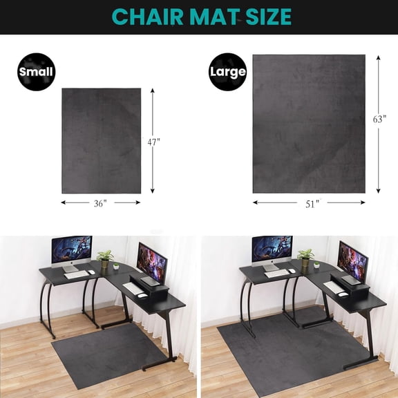 63"x51" Office Chair Mat for Hardwood Floor, Flannel Fabric Desk Rug for Hard Surface, Protector Floor Mat for Home Office (Grey)