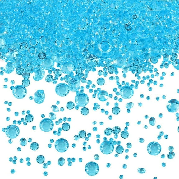 6300Pcs 5 Sizes Diamond Fillers Acrylic Ice Rocks Blue Small Diamonds Ice Rocks Table Scatters Vase Fillers for Table Confetti Centerpieces Wedding Christmas Party Decoration