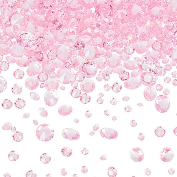 6300Pcs 5 Sizes Pink Diamond Gems Vase Filler Acrylic Rhinestone Pointed Faceted Ice Rock Table Scatter Diamonds Gemstones for Vase Fillers Table Christmas Wedding Party Decoration