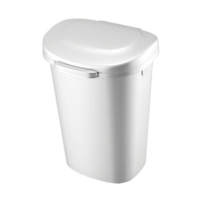 6303168 TOUCH TOP W LID 13G WHT Rubbermaid 13 gal White Plastic Touch Top Wastebasket (Pack of 4)