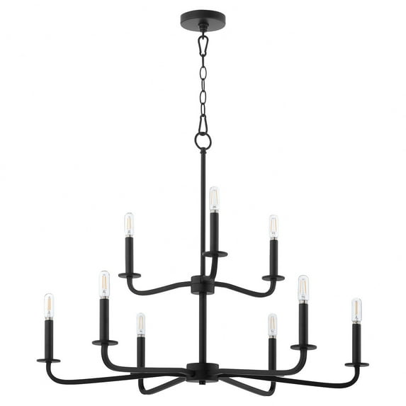6307-9-59 Quorum Lighting Rutherford - 9 Light Chandelier-25 Inch Tall and 28.5 Inch Wide-Matte Black Finish