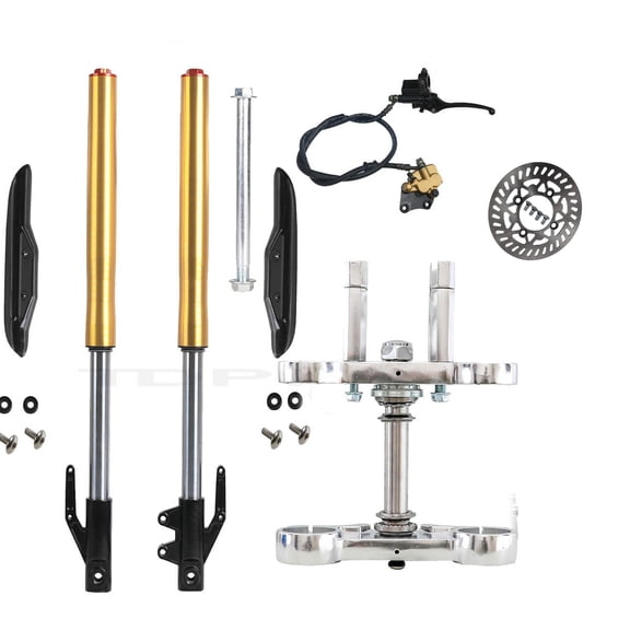630mm Front Forks 45/48mm Triple Tree Clamp + 12mm Axle + Hydraulic Brake Rotor Assembly for Mini Pit Monkey Dirt Bike Trail Razor CRF50 XR50 SSR Apollo Taotao Coolster 70cc 90cc 110cc 125cc