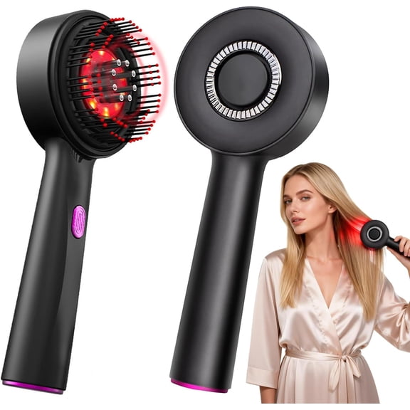 630nm Red Light Scalp Massage Hair Brush,8 Liquid Rollers,3 Modes,Wet Dry Use