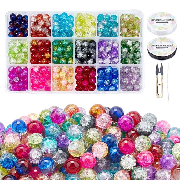 630pcs DIY Baking Painted Glass Beads Stretch Bracelet Making Kits include Elastic Thread Beading Needles Mixed Color Beads: 8mm Hole: 1.3~1.6mm
