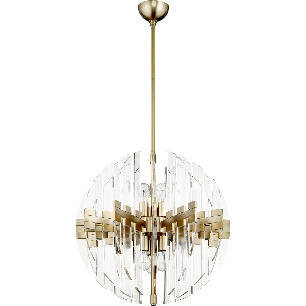 Aged Brass and Glass 6-Light Globe Chandelier