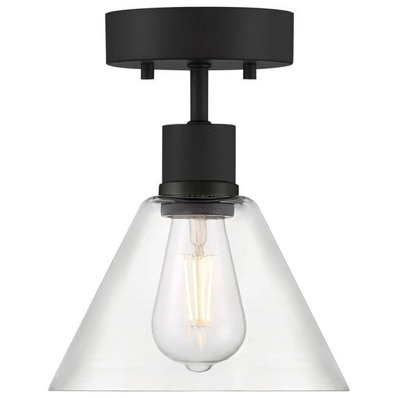 63146LEDDLP-MBL-CLR 8 in. 9W Port Nine Martini LED Semi-Flush Mount, Matte Black