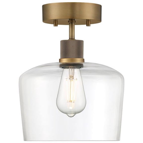 63147LEDDLP-ABB-CLR 9 in. 9W Port Nine Chardonnay LED Semi-Flush Mount, Antique Brushed Brass