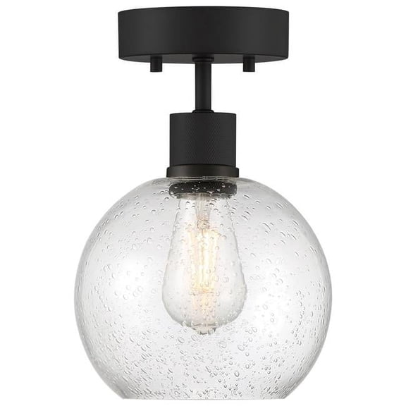 63148LEDDLP-MBL-SDG 7.5 in. 9W Port Nine Burgundy LED Semi-Flush Mount, Matte Black