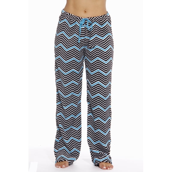 6339-10168-1X Just Love Women's Plush Pajama Pants - Petite to Plus Size Pajamas (Medium, Chevron - Black / Turquoise)