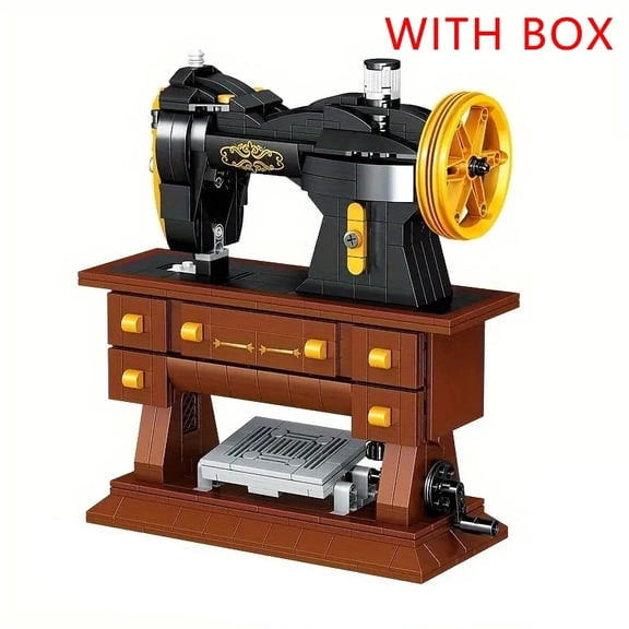 633PCS Simulation Retro Sewing Machine Building Blocks Model Creative Desktop Decoration Educational DIY Toys Holiday Gifts