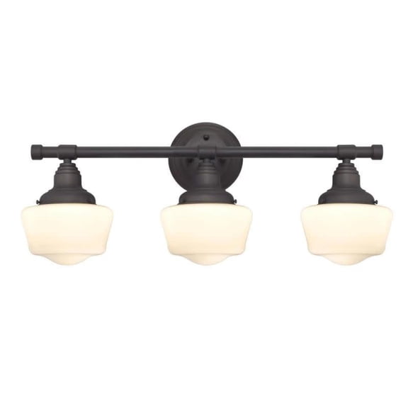 Westinghouse Scholar 3 Light Wall Fixture Oil Rubbed Bronze Finish White Opal Glass