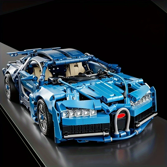 635-Piece Blue Supercar Building Block Set, 1:14 Scale Racing Car Model DIY Toy Halloween Christmas Gift
