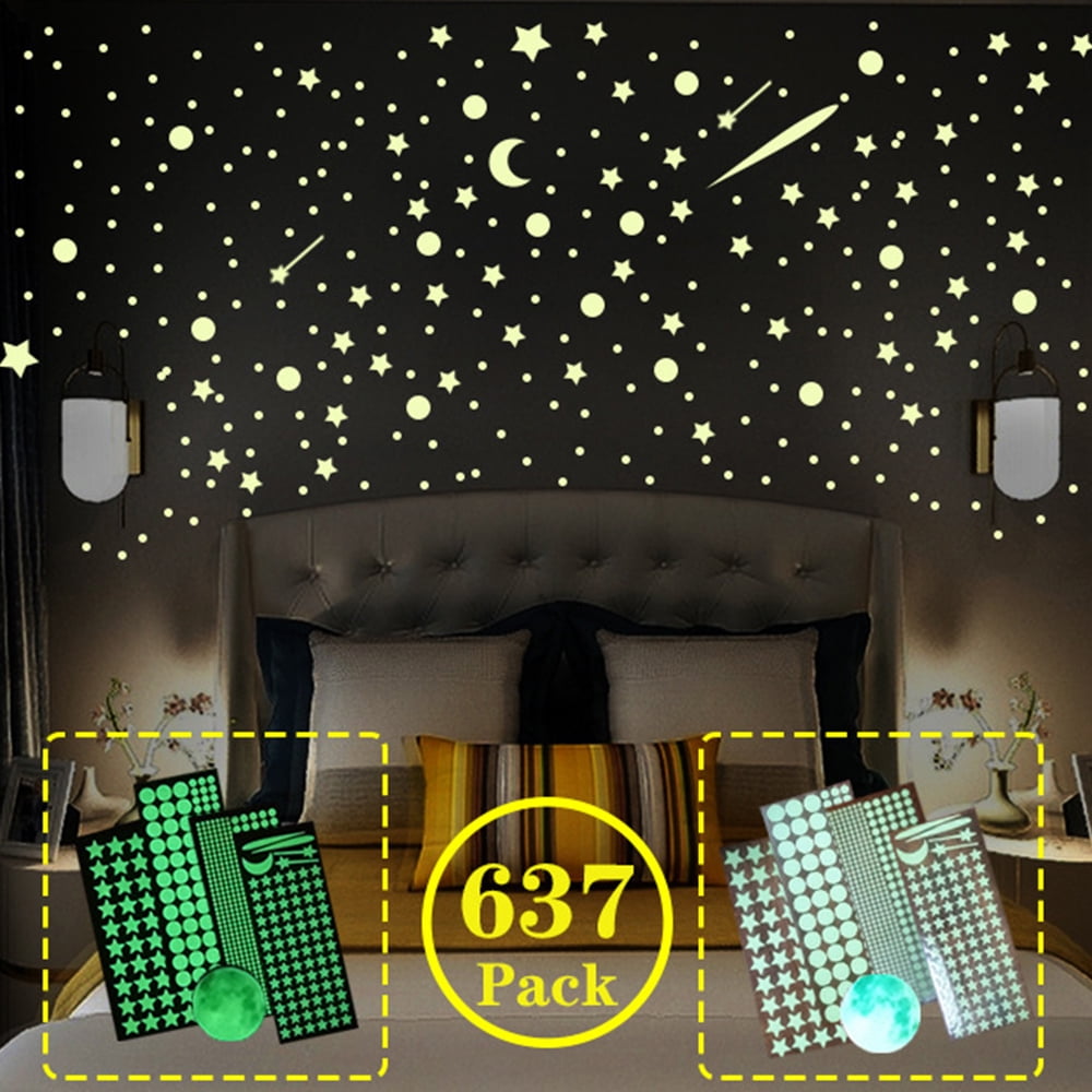 637Pcs Glow in The Dark Stars Stickers Luminous Moon Wall Decals ...