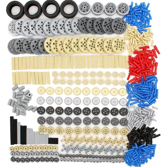  638PCS Technic Spare Parts Wheels and Gears Comapatible with Major Technic Sets, Technic Replacement Parts in Bulk-Gears and Axles, Gears Rack, Wheels, PinsRandom color of parts