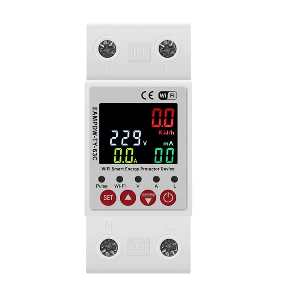 63A 230V 3IN1 Display Din Rail Adjustable Over Voltage Current Protective Device
