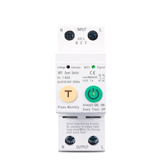 63A 2P Smart Switch Energy Meter Kwh Metering Monitoring Circuit Breaker Timer Relay MCB TUYA ,Easy to Install