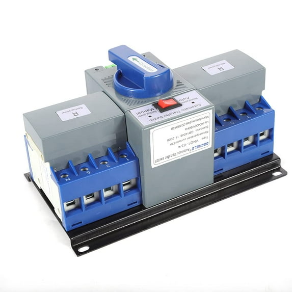 63A 4P Dual Power Automatic Transfer Switch, Mini Dual Power Automatic Transfer Switch Circuit Breaker High Sensitive Response Dual Electronic Power Circuit Breaker