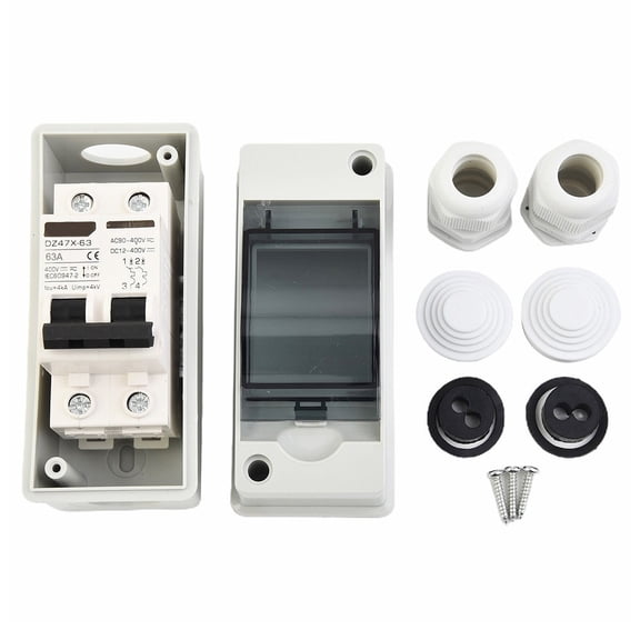 63A AC/DC Solar Disconnect Switch 2P Isolator Circuit Breaker, IP65 Waterproof PV Combiner Box Junction For 12-400V Industrial Residential Systems