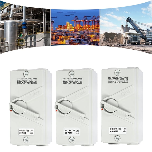 63A Isolation Switch, 3 Pole 440V General Heavy Duty Safety Wall Mounted Switches for Generator Boat and Welding White
