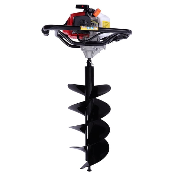 63CC 2-Stroke Gas Powered 3HP Post Hole Digger W/ 12" inch Earth Auger Bit Set Double Leaf