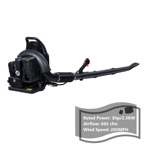 63CC 3HP 2 Stroke Backpack Leaf Blower, 665CFM Gas Leaf Blowers, Gasoline Backpack Blower, Gas Powered Leaf Blower Snow Blower for Garden,Black